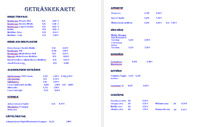 Reutbergstüberl menu 3